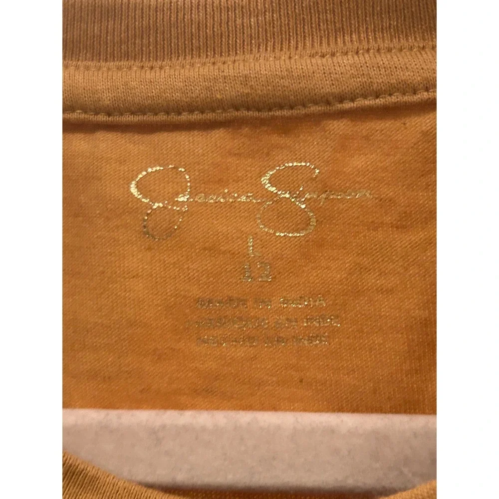 Jessica Simpson Women Mustard Yellow Dreamer Butterfly Graphic Tee Shirt L